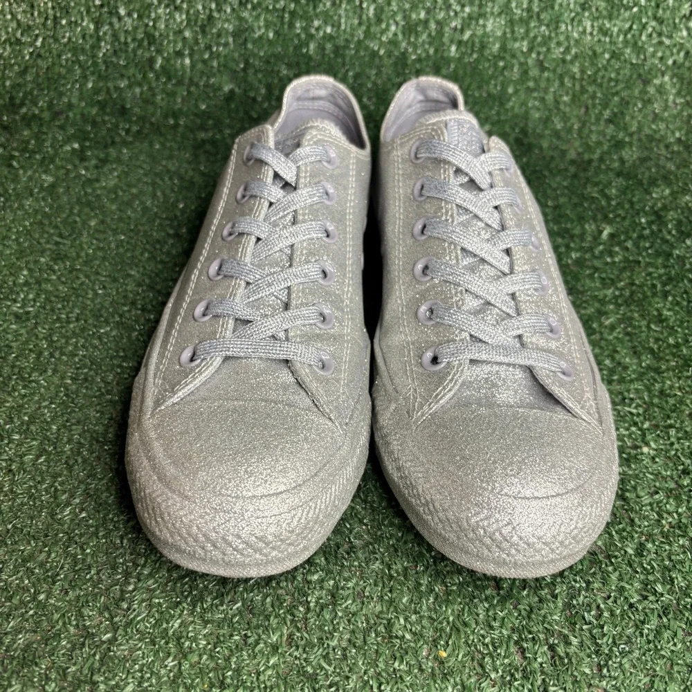 Converse Chuck Taylor All Star Glitter Sparkle Low Top Sneaker Silver Women Sz 9 - Picture 2 of 12